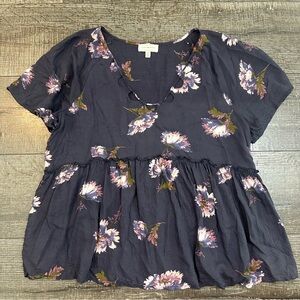 Lucky Brand Women’s Navy Floral Blouse